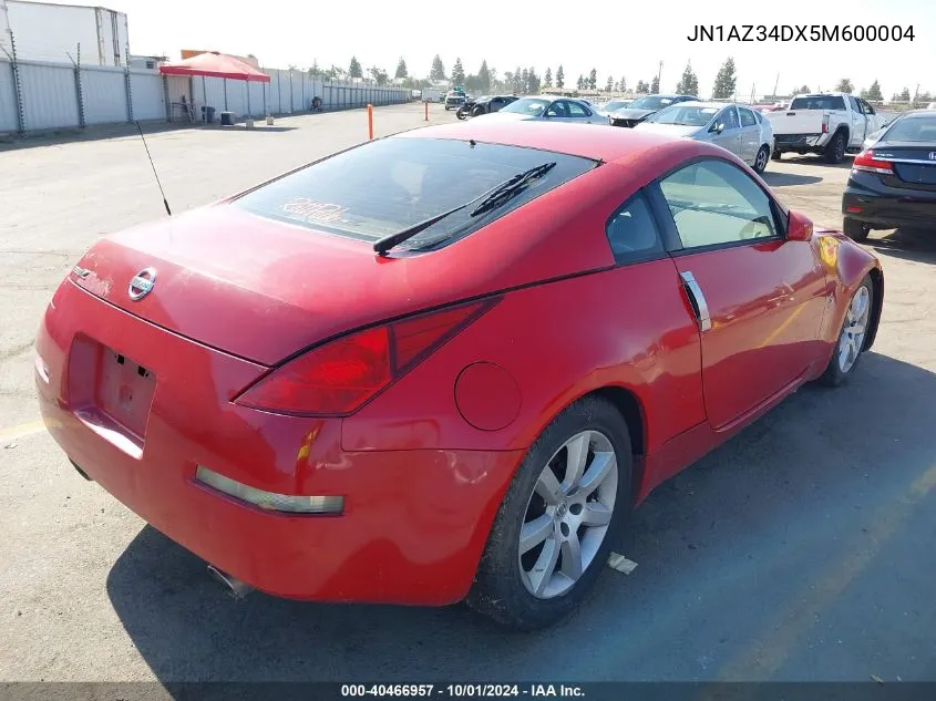 2005 Nissan 350Z Touring VIN: JN1AZ34DX5M600004 Lot: 40466957