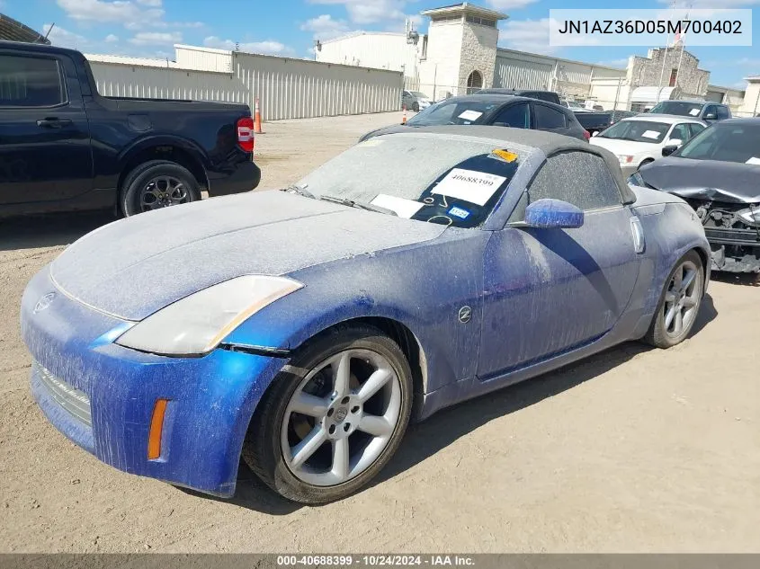 2005 Nissan 350Z Enthusiast VIN: JN1AZ36D05M700402 Lot: 40688399