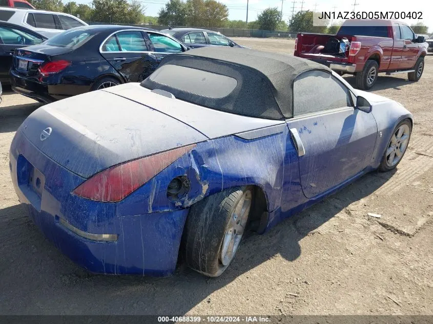 2005 Nissan 350Z Enthusiast VIN: JN1AZ36D05M700402 Lot: 40688399