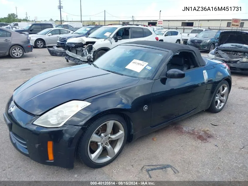 2006 Nissan 350Z Touring VIN: JN1AZ36A16M451731 Lot: 40120514