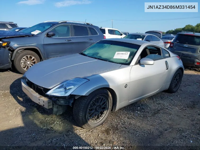 2006 Nissan 350Z VIN: JN1AZ34D86M331454 Lot: 40150212