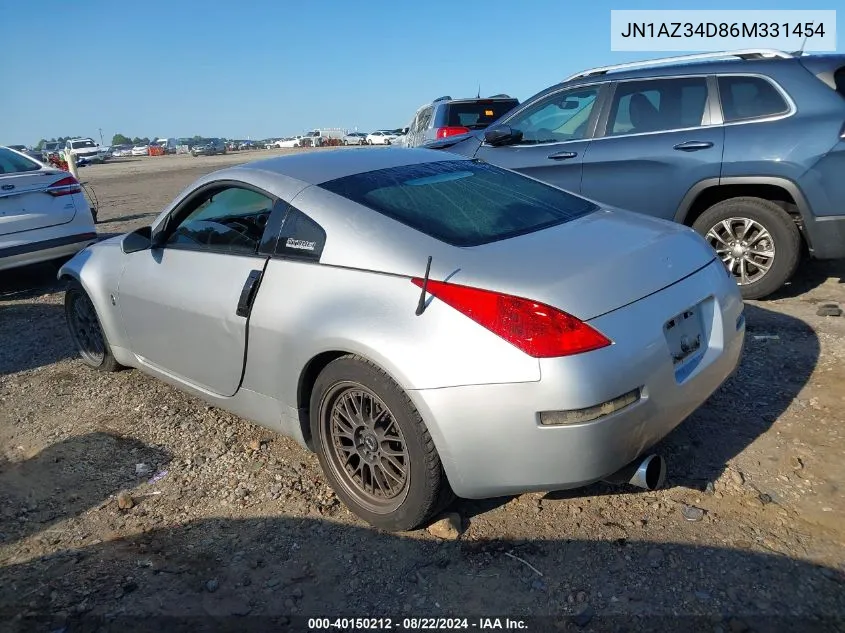 2006 Nissan 350Z VIN: JN1AZ34D86M331454 Lot: 40150212