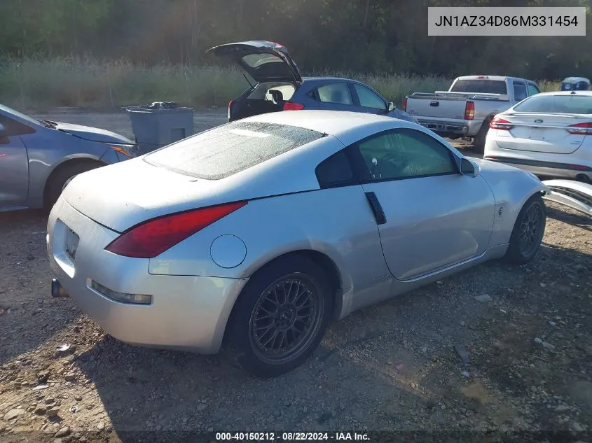 2006 Nissan 350Z VIN: JN1AZ34D86M331454 Lot: 40150212