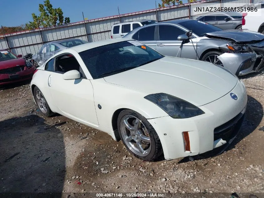 2006 Nissan 350Z Enthusiast VIN: JN1AZ34E86M351986 Lot: 40671146