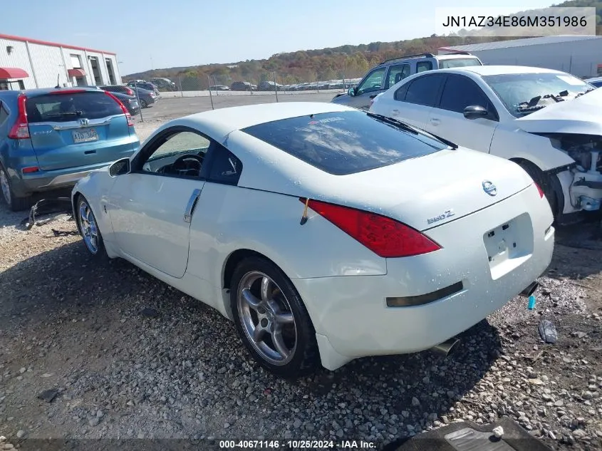 2006 Nissan 350Z Enthusiast VIN: JN1AZ34E86M351986 Lot: 40671146