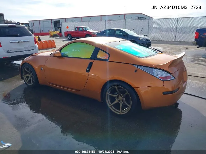 2006 Nissan 350Z Enthusiast VIN: JN1AZ34D16M312728 Lot: 40673156