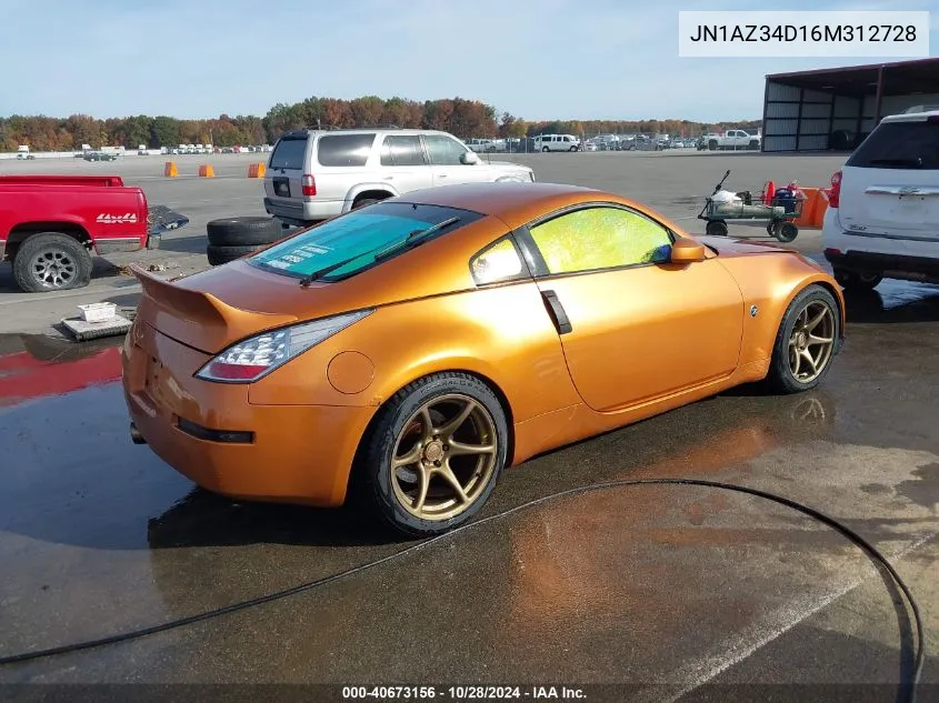 2006 Nissan 350Z Enthusiast VIN: JN1AZ34D16M312728 Lot: 40673156