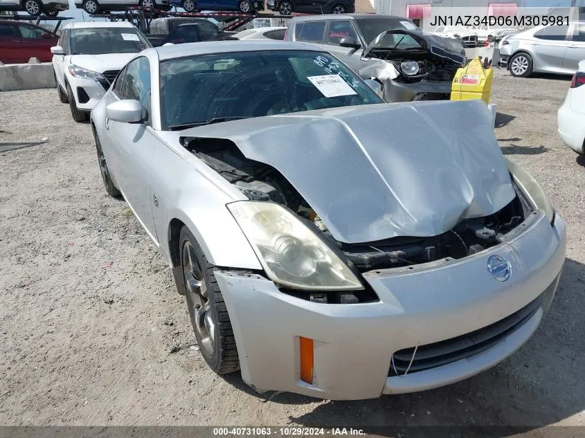 2006 Nissan 350Z Enthusiast VIN: JN1AZ34D06M305981 Lot: 40731063