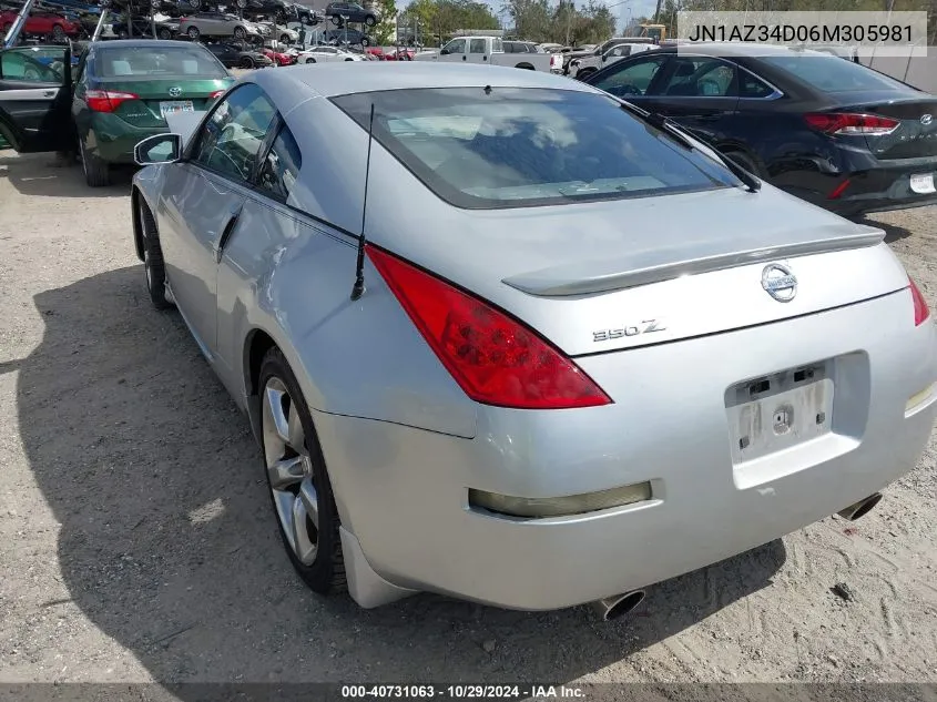 2006 Nissan 350Z Enthusiast VIN: JN1AZ34D06M305981 Lot: 40731063