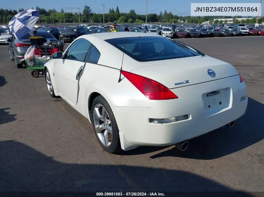 2007 Nissan 350Z Enthusiast VIN: JN1BZ34E07M551864 Lot: 39951083