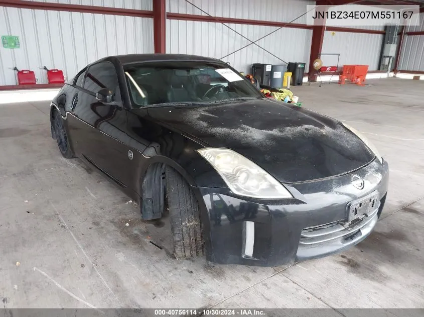 2007 Nissan 350Z Touring VIN: JN1BZ34E07M551167 Lot: 40756114