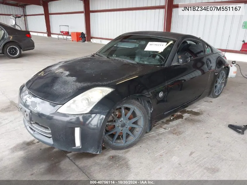 2007 Nissan 350Z Touring VIN: JN1BZ34E07M551167 Lot: 40756114