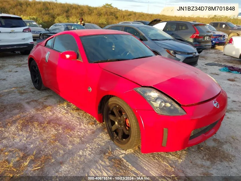 2008 Nissan 350Z VIN: JN1BZ34D78M701848 Lot: 40678514