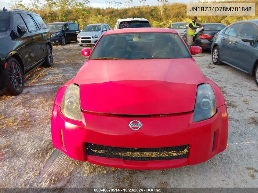 2008 Nissan 350Z VIN: JN1BZ34D78M701848 Lot: 40678514