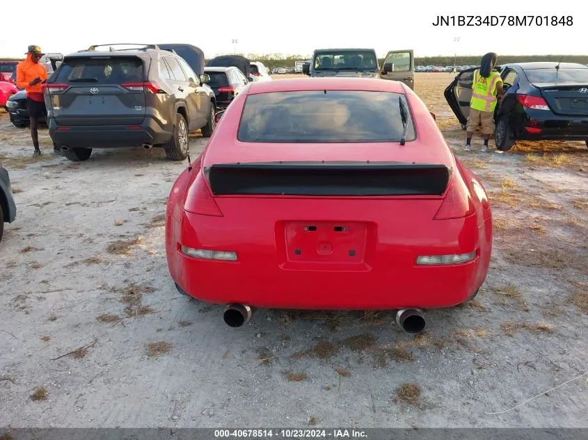 2008 Nissan 350Z VIN: JN1BZ34D78M701848 Lot: 40678514