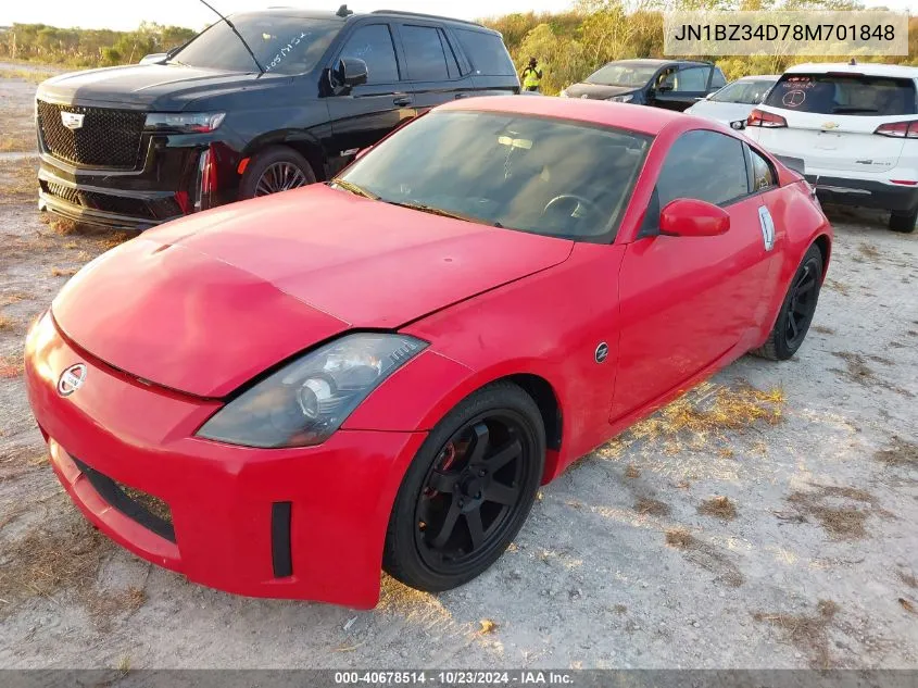 2008 Nissan 350Z VIN: JN1BZ34D78M701848 Lot: 40678514