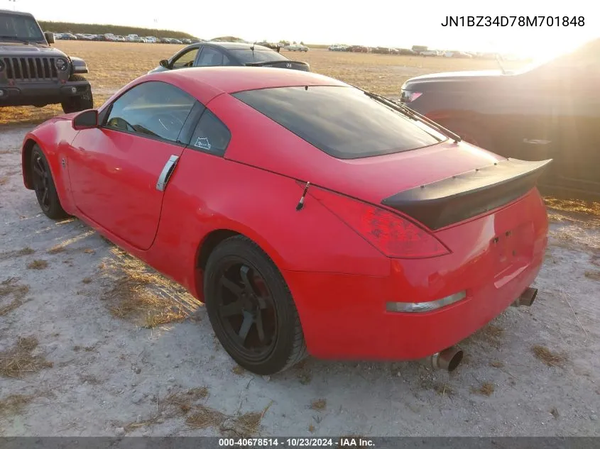 2008 Nissan 350Z VIN: JN1BZ34D78M701848 Lot: 40678514