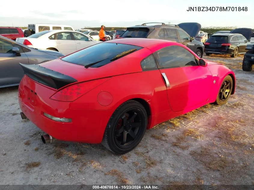 2008 Nissan 350Z VIN: JN1BZ34D78M701848 Lot: 40678514