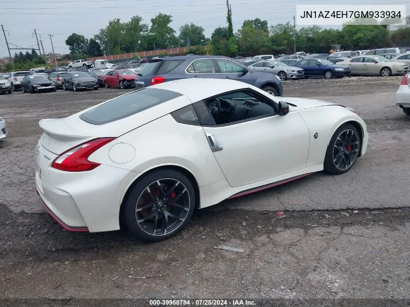 2016 Nissan 370Z Nismo VIN: JN1AZ4EH7GM933934 Lot: 39958784