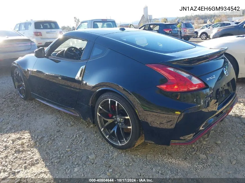 2016 Nissan 370Z Nismo Tech VIN: JN1AZ4EH6GM934542 Lot: 40504644