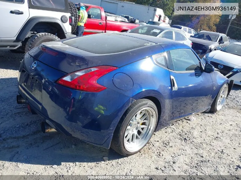 2016 Nissan 370Z VIN: JN1AZ4EH3GM936149 Lot: 40689952