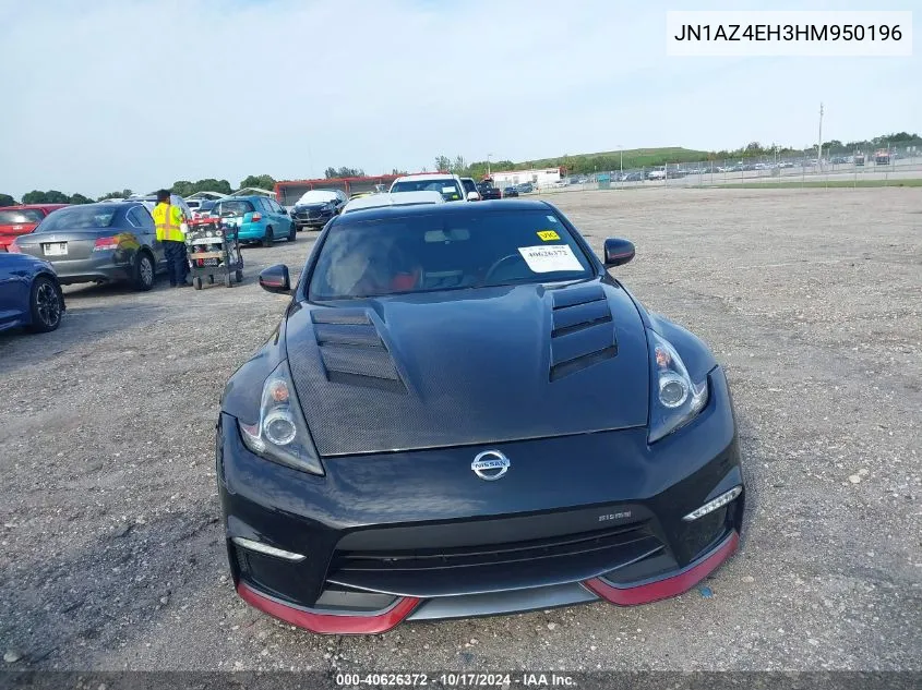 2017 Nissan 370Z Nismo VIN: JN1AZ4EH3HM950196 Lot: 40626372