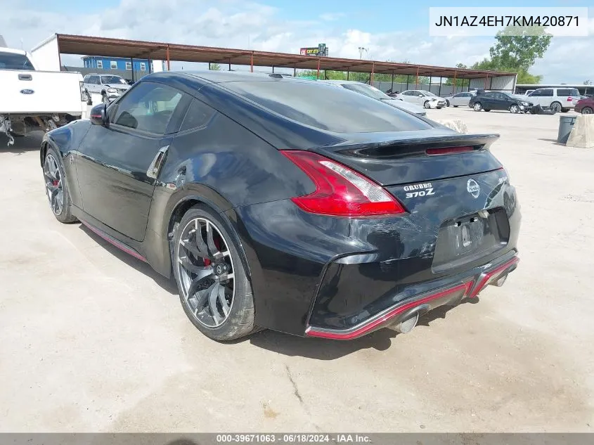 2019 Nissan 370Z Nismo VIN: JN1AZ4EH7KM420871 Lot: 39671063