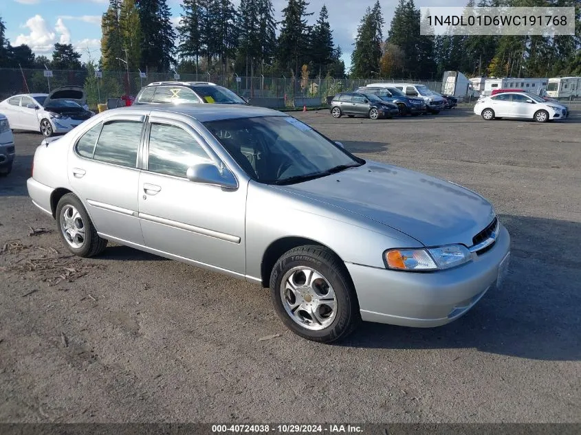 1998 Nissan Altima Gle/Gxe/Se/Xe VIN: 1N4DL01D6WC191768 Lot: 40724038