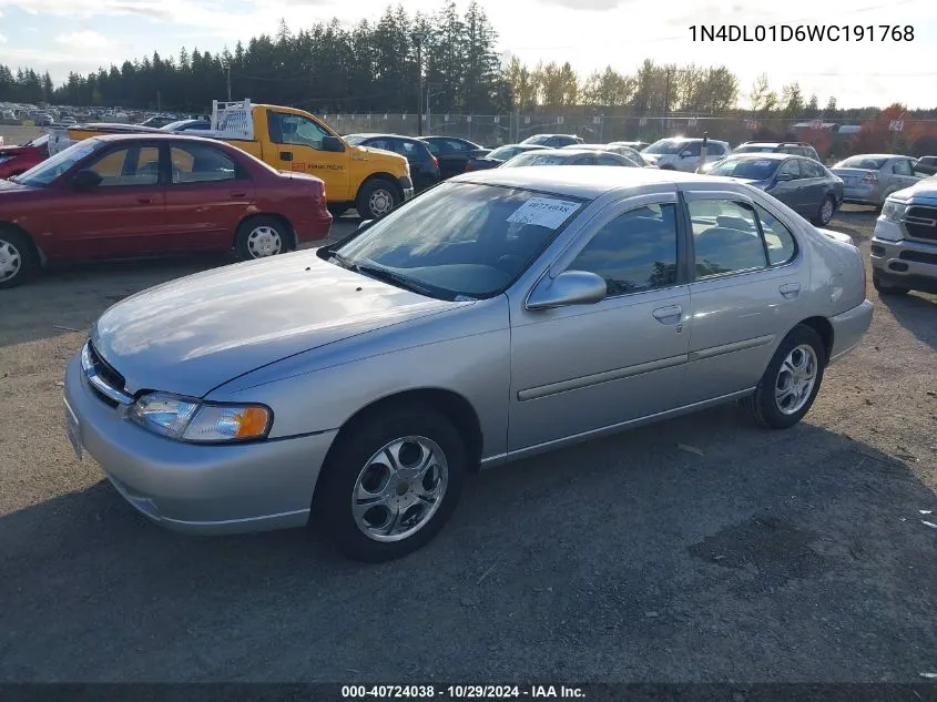 1998 Nissan Altima Gle/Gxe/Se/Xe VIN: 1N4DL01D6WC191768 Lot: 40724038