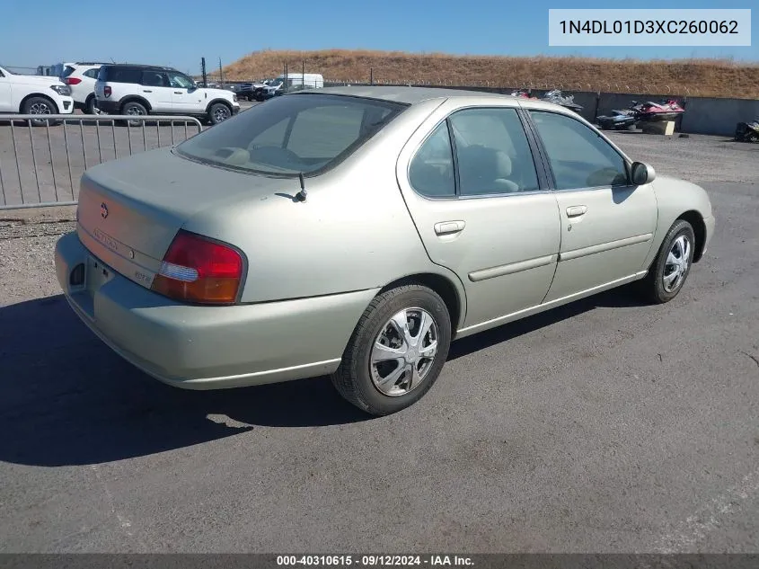 1999 Nissan Altima Xe/Gxe/Se/Gle VIN: 1N4DL01D3XC260062 Lot: 40310615