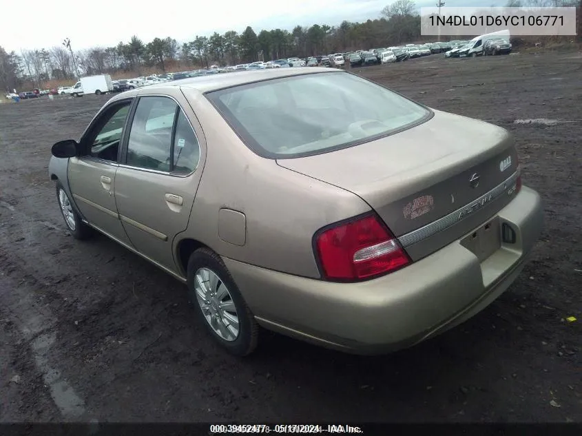 2000 Nissan Altima Gle/Gxe/Se/Xe VIN: 1N4DL01D6YC106771 Lot: 39452477