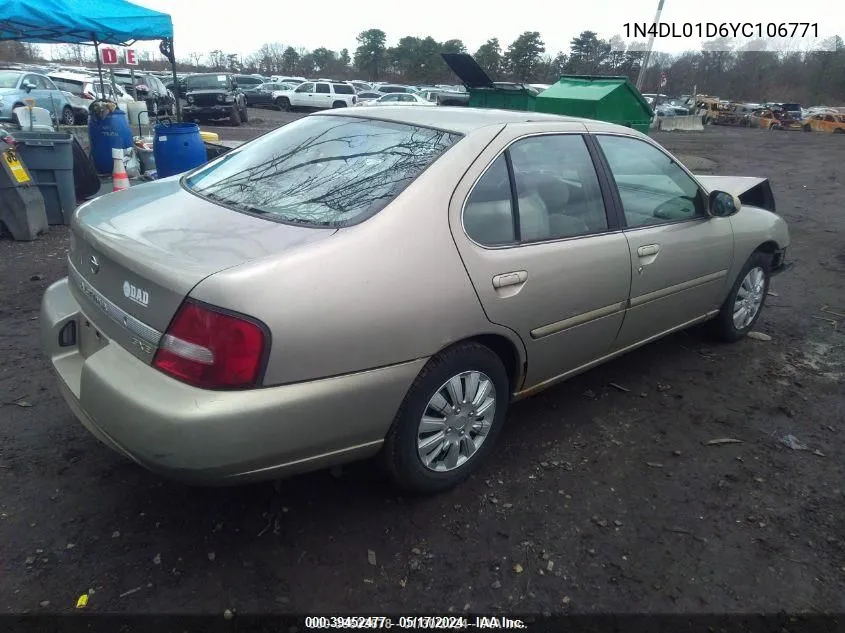 2000 Nissan Altima Gle/Gxe/Se/Xe VIN: 1N4DL01D6YC106771 Lot: 39452477