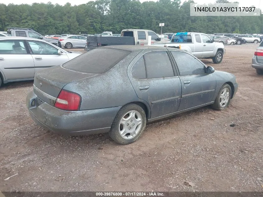 2000 Nissan Altima Gle/Gxe/Se VIN: 1N4DL01A3YC117037 Lot: 39876800