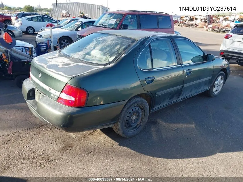 2000 Nissan Altima Gle/Gxe/Se/Xe VIN: 1N4DL01D9YC237614 Lot: 40093597