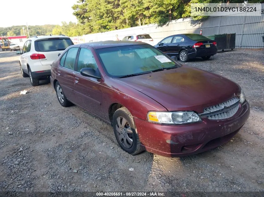 2000 Nissan Altima VIN: 1N4DL01D2YC188224 Lot: 40205651