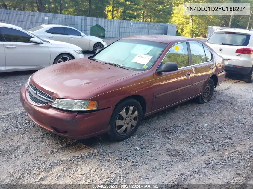 2000 Nissan Altima VIN: 1N4DL01D2YC188224 Lot: 40205651