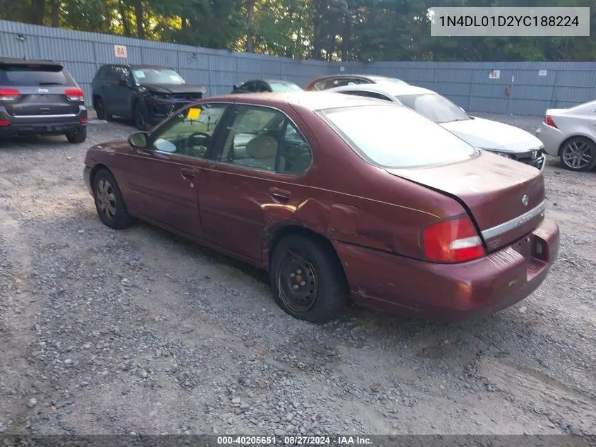 2000 Nissan Altima VIN: 1N4DL01D2YC188224 Lot: 40205651