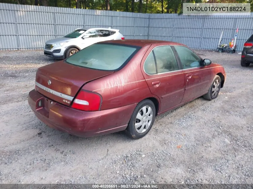 2000 Nissan Altima VIN: 1N4DL01D2YC188224 Lot: 40205651