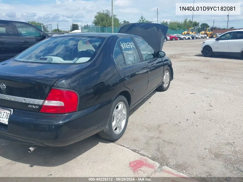 2000 Nissan Altima Gle/Gxe/Se/Xe VIN: 1N4DL01D9YC182081 Lot: 40225312