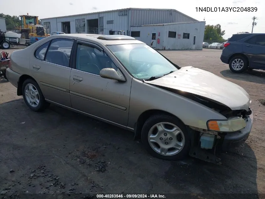 2000 Nissan Altima Gle/Gxe/Se VIN: 1N4DL01A3YC204839 Lot: 40283546