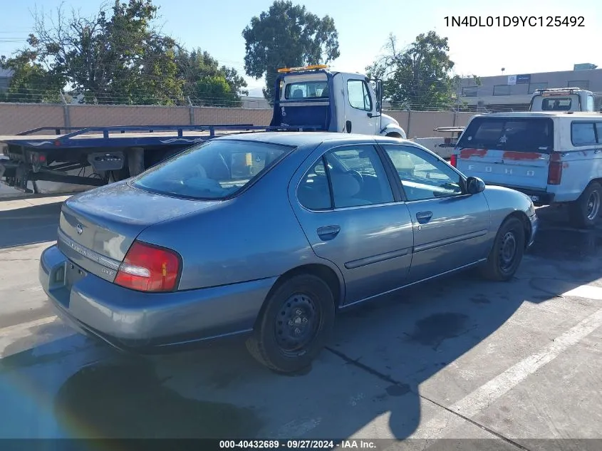 2000 Nissan Altima Gle/Gxe/Se/Xe VIN: 1N4DL01D9YC125492 Lot: 40432689