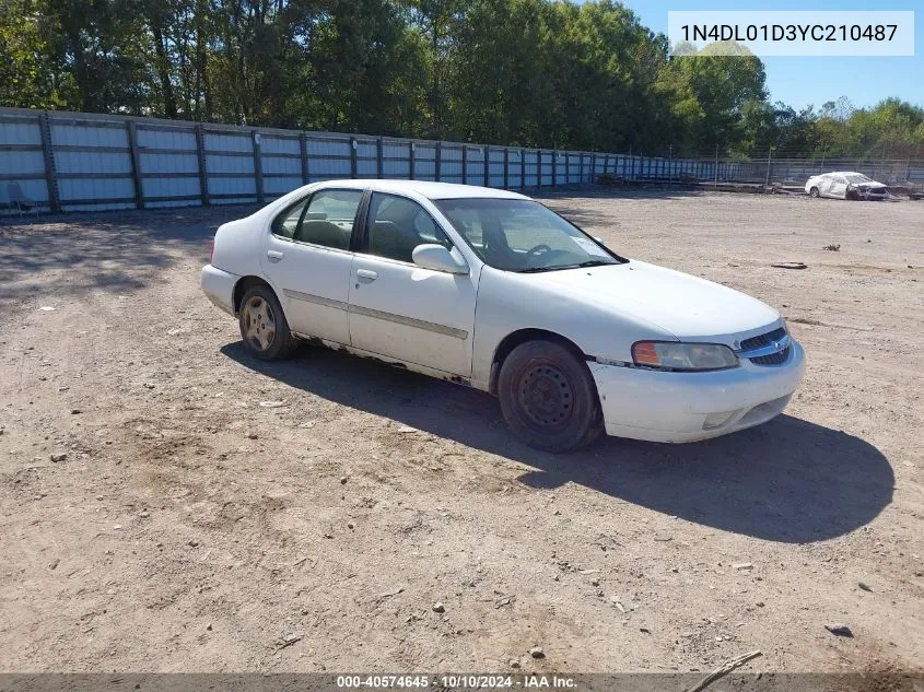 2000 Nissan Altima Gle/Gxe/Se/Xe VIN: 1N4DL01D3YC210487 Lot: 40574645