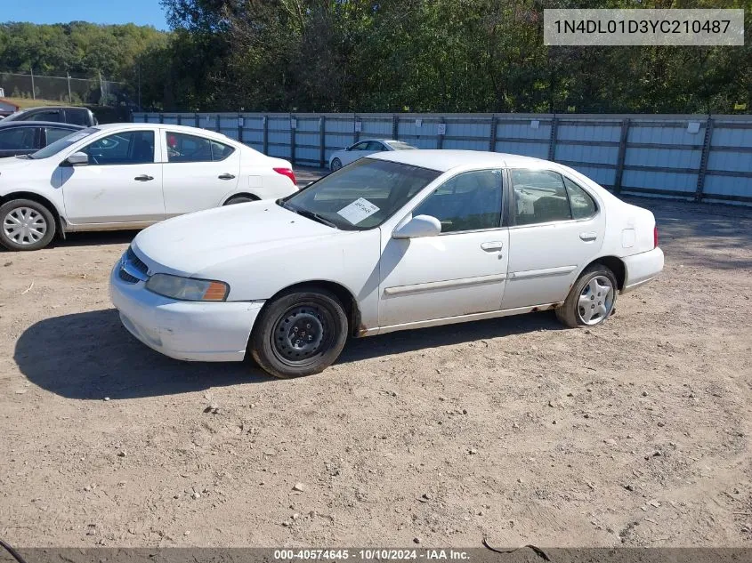 2000 Nissan Altima Gle/Gxe/Se/Xe VIN: 1N4DL01D3YC210487 Lot: 40574645