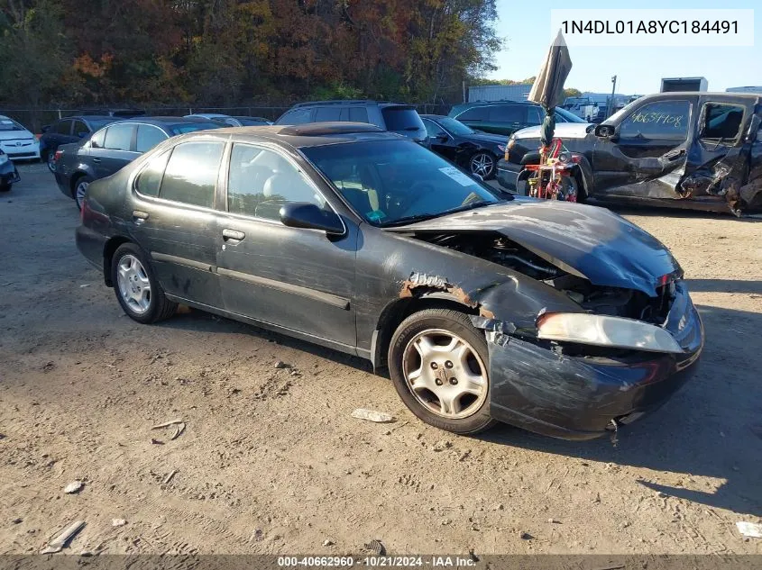 2000 Nissan Altima Gle/Gxe/Se VIN: 1N4DL01A8YC184491 Lot: 40662960