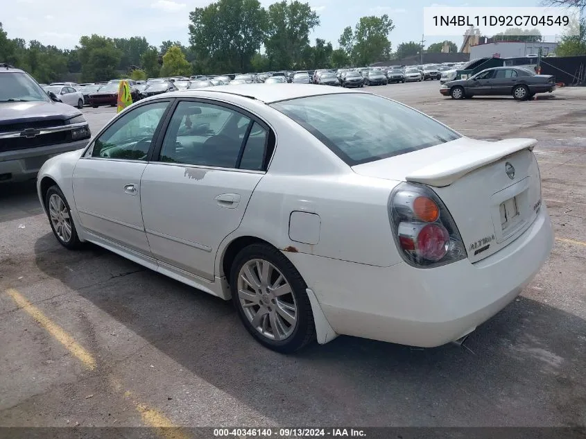 2002 Nissan Altima 3.5 Se VIN: 1N4BL11D92C704549 Lot: 40346140