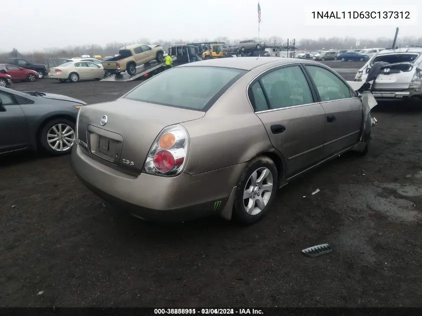 2003 Nissan Altima S VIN: 1N4AL11D63C137312 Lot: 38888911