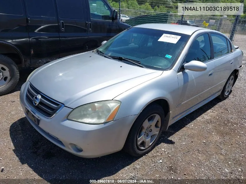 2003 Nissan Altima 2.5 S VIN: 1N4AL11D03C189518 Lot: 39607618