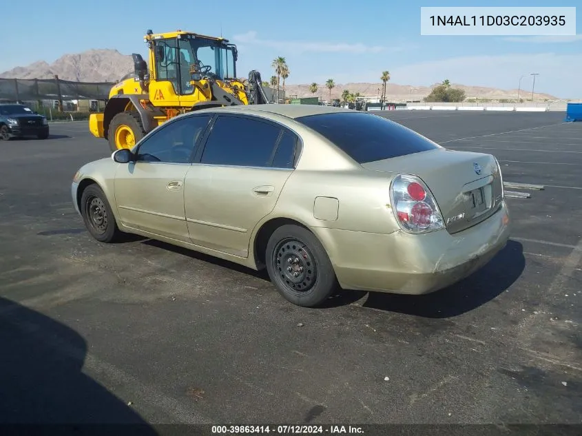 2003 Nissan Altima 2.5 S VIN: 1N4AL11D03C203935 Lot: 39863414