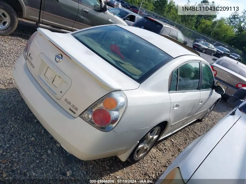 2003 Nissan Altima 3.5 Se VIN: 1N4BL11D43C209113 Lot: 39866909