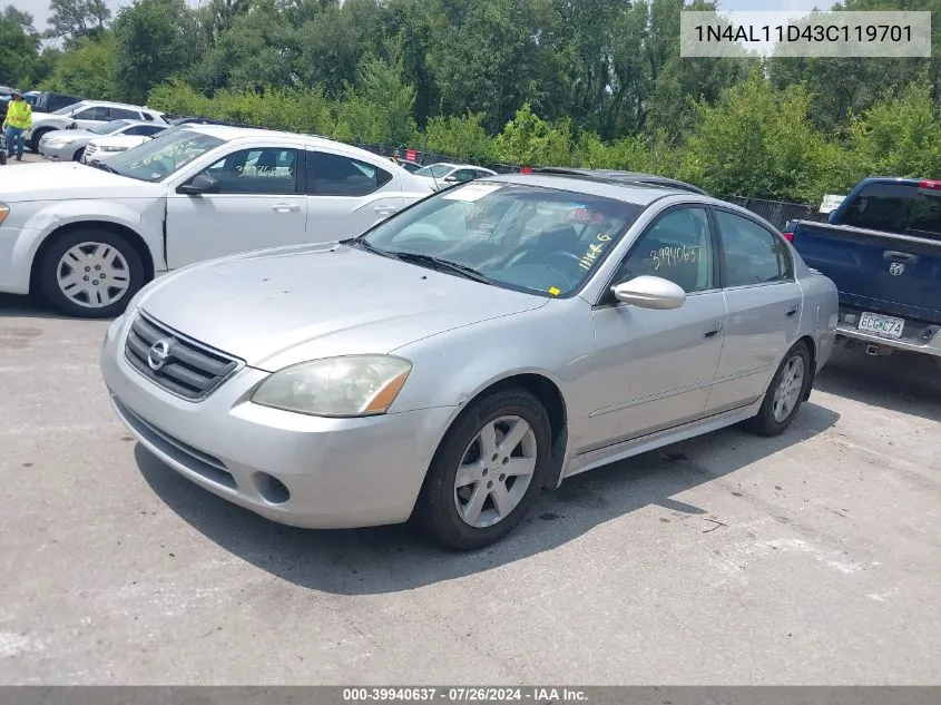 1N4AL11D43C119701 2003 Nissan Altima 2.5 Sl